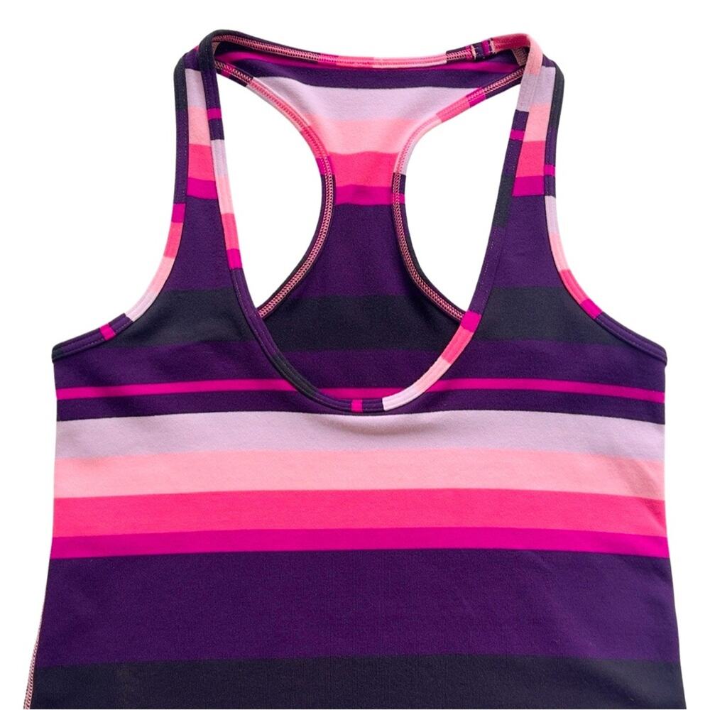 Lululemon Athletica Cool Racerback Tank Stripe Bleached Coral Pink Purple Black - Picture 5 of 16